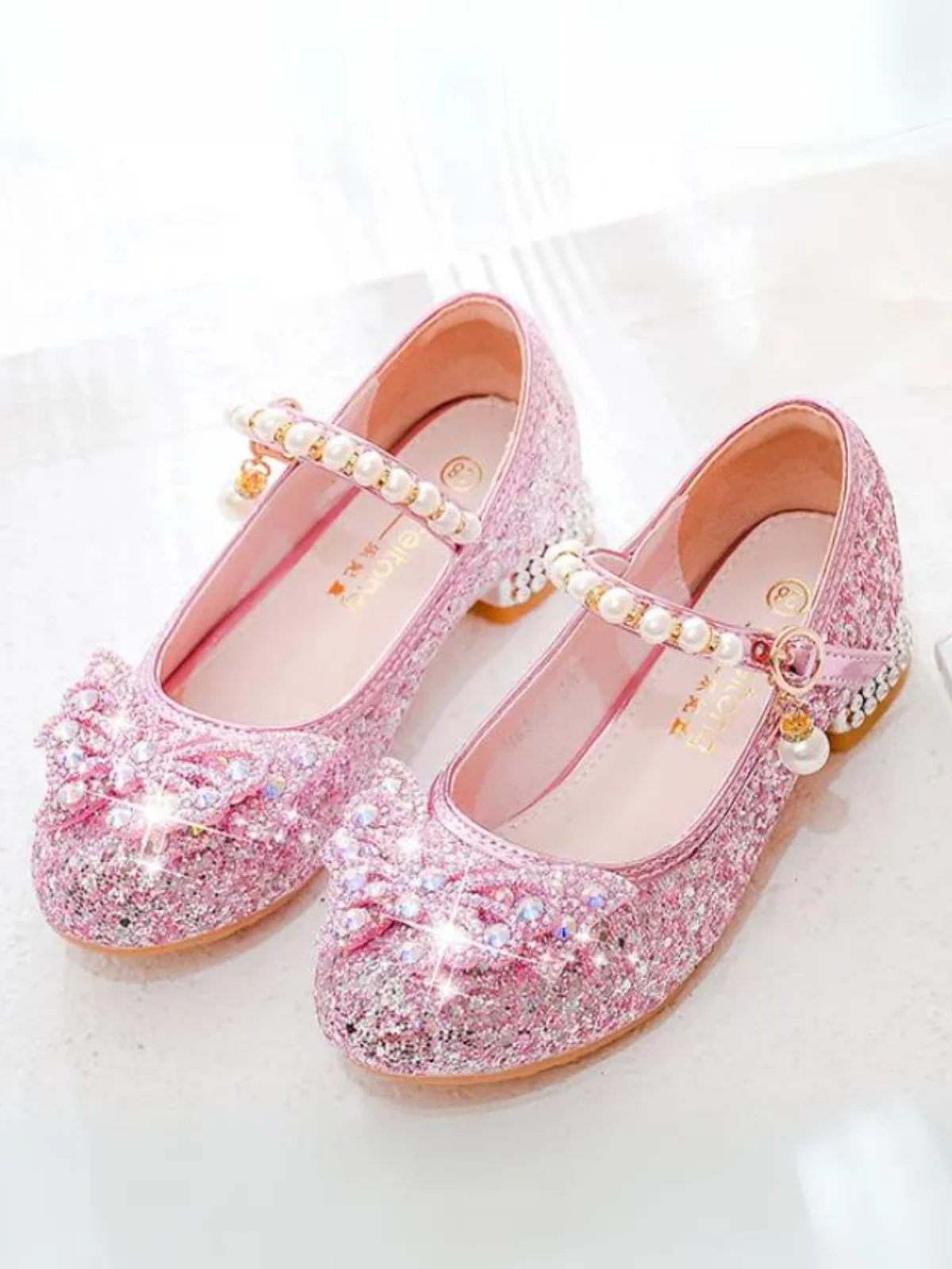 Razzle Dazzle Pearl Strap Mary Jane Shoes By Liv and Mia - Image 3